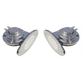 Schmitt Marine Mini Stainless Steel Dual Drop-In Horn w/Stainless Steel Grills High &amp; Low Pitch