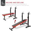 Adjustable Folding Fitness Barbell Rack and Weight Bench for Home Gym;  Strength Training