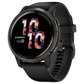 Garmin 010-02430-01 Venu 2 Fitness Tracking Smartwatch (45 mm, Slate Stainless Steel Bezel with Black Case and Silicone Band Blue Case and Silicone Ba