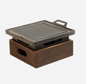 Wooden Seat Korean Style Grill Pan Grill Household Smokeless (Color: A)