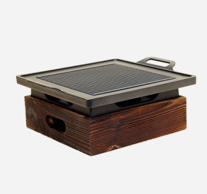 Wooden Seat Korean Style Grill Pan Grill Household Smokeless (Color: C)