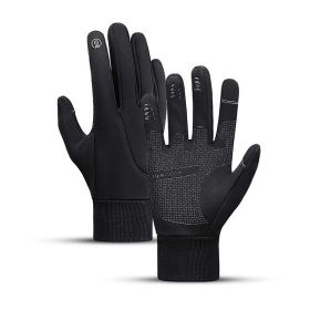 Men's Sports Touch Screen Windproof Warm Gloves (Color: A black, size: S)