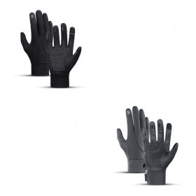 Men's Sports Touch Screen Windproof Warm Gloves (Color: Grey and Black Set, size: L)