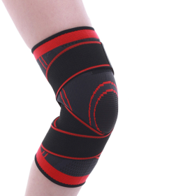 Sports Knee Pads Fitness Running Cycling Knee Support Braces Elastic Nylon Sport Compression Knee Pad Sleeve - 2PC (Color: Red, size: S)