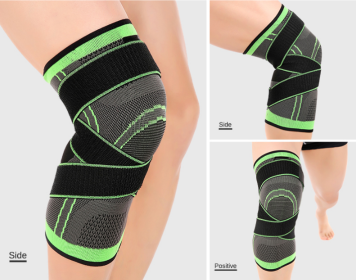 Sports Knee Pads Fitness Running Cycling Knee Support Braces Elastic Nylon Sport Compression Knee Pad Sleeve - 2PC (Color: Green, size: XL)