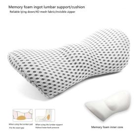 Lumbar Support Pillow For Side Sleepers Pregnancy Relieve Hip Coccyx Sciatica Pain Machine Chair Back Cushion Waist Car Seat (Color: Light gray grid)