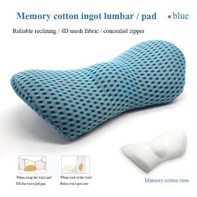 Lumbar Support Pillow For Side Sleepers Pregnancy Relieve Hip Coccyx Sciatica Pain Machine Chair Back Cushion Waist Car Seat (Color: Grid blue)