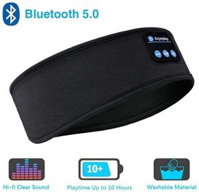 Sleep Headset Bluetooth Headscarf Headband Wireless (Color: Black 2pcs)