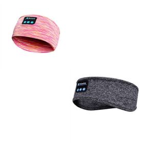 Sleep Headset Bluetooth Headscarf Headband Wireless (Color: Pink and grey)