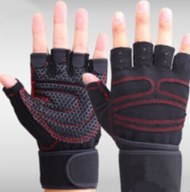 Half finger gym gloves (format: L, Color: Black)