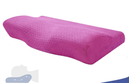 Memory Foam Slow Rebound Space Cervical Spine Sleeping Pillow (Color: Purple pillow+white cover)