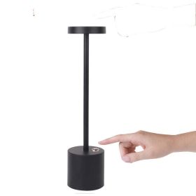 LED Aluminum Alloy Waterproof Rechargeable Desk Lamp Touch Dimming Metal Table Lamps For Bar Living Room Reading Camping Light (Light Color: Button Touch Black, Light Source Power: 1800 MA)