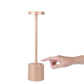 LED Aluminum Alloy Waterproof Rechargeable Desk Lamp Touch Dimming Metal Table Lamps For Bar Living Room Reading Camping Light (Light Color: Button Touch Tuhao Gold, Light Source Power: 1200 MA)