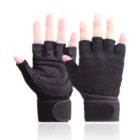 Sports fitness microfiber gloves (Color: Black, size: M)