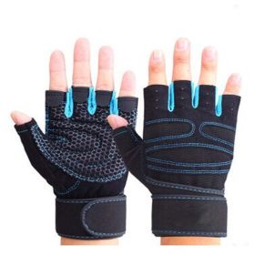 Sports fitness microfiber gloves (Color: Blue, size: S)