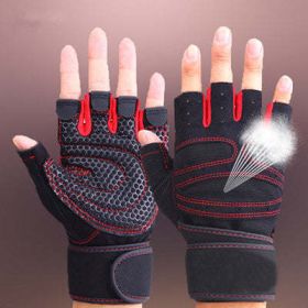 Sports fitness microfiber gloves (Color: Red, size: S)