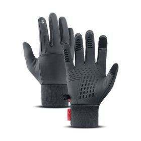 Men's Sports Touch Screen Windproof Warm Gloves (Color: Grey, size: L)