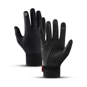 Men's Sports Touch Screen Windproof Warm Gloves (Color: Black, size: XL)