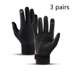 Men's Sports Touch Screen Windproof Warm Gloves (Color: 3pair black, size: M)