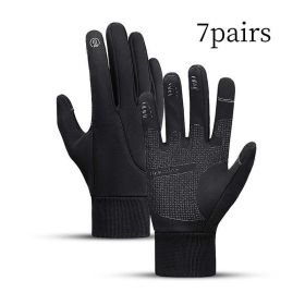 Men's Sports Touch Screen Windproof Warm Gloves (Color: 7pair Black, size: XL)