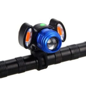 4 Modes Bike Front Lamp USB Rechargeable Bike MTB Strong Light Waterproof Headlight Night Cycling Safty Warning Light (Color: Blue)